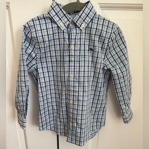 Vineyard Vines Boys Blue & White Plaid OTG Brrr Performance Button-Down Shirt 2T